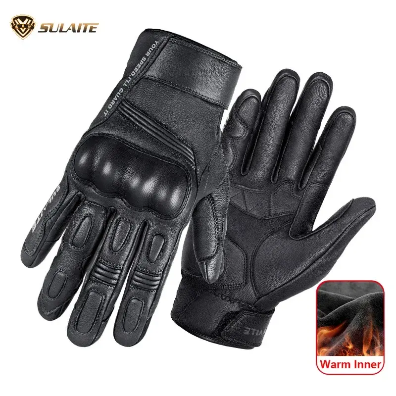 Winter Waterproof Motorcycle Gloves - Genuine Goatskin Leather, Warm Touch Screen, Anti-slip Protection for Men & Women Rider