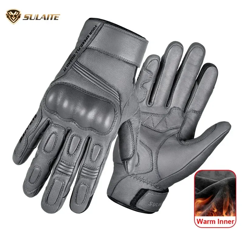 Winter Waterproof Motorcycle Gloves - Genuine Goatskin Leather, Warm Touch Screen, Anti-slip Protection for Men & Women Rider