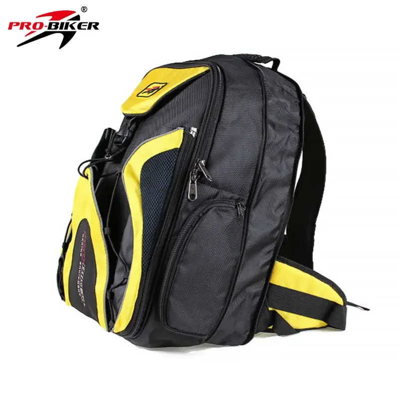 PRO-BIKER Yellow Motorcycle Riding Bicycle High-Capacity Helmet Bags Travel Bag Can Hold Computer Phone With Waterproof Cover