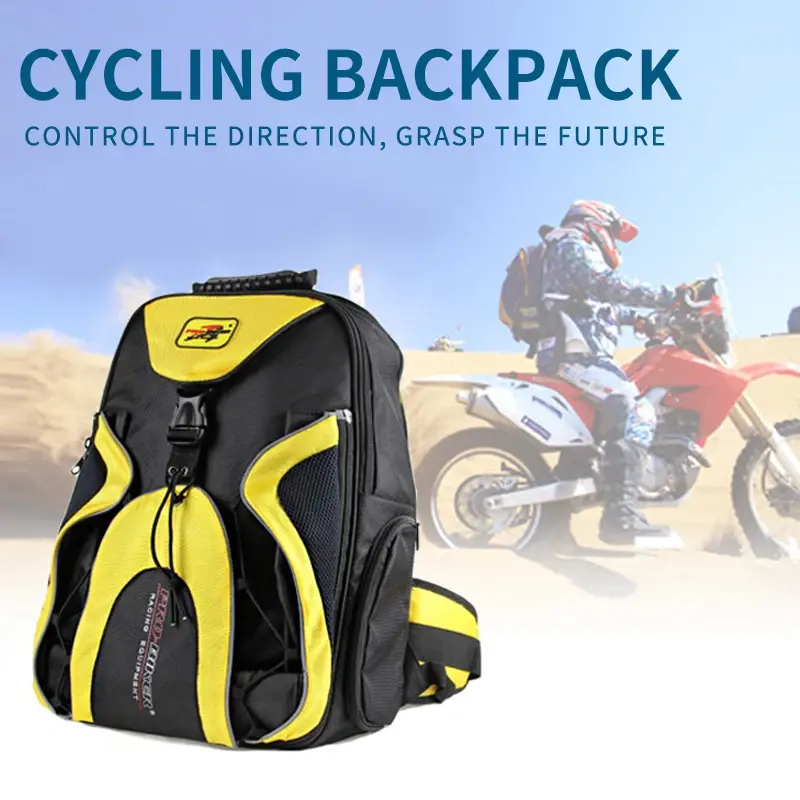 PRO-BIKER Yellow Motorcycle Riding Bicycle High-Capacity Helmet Bags Travel Bag Can Hold Computer Phone With Waterproof Cover