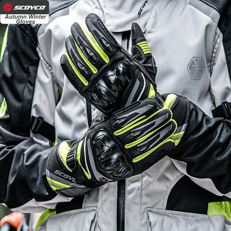 SCOYCO Full Finger Motorcycle Gloves Autumn Winter Warm Motocross Riding Glove Men Women Anti-fall Wear-resistant Moto Luvas