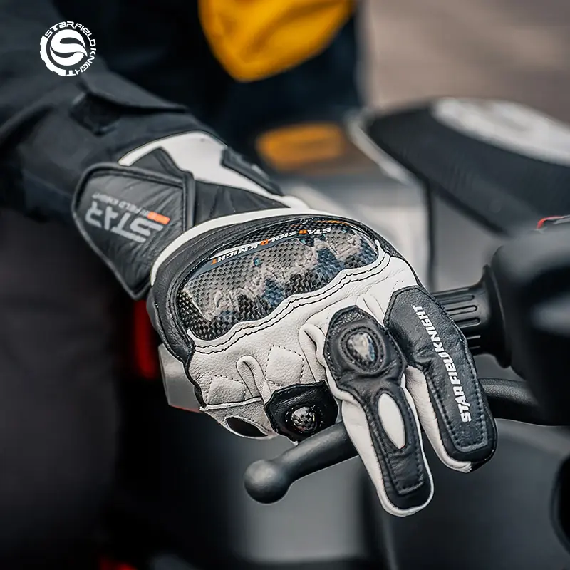 SFK Guarantee Genuine Goatskin Leather Motorcycle Winter Gloves Warm Carbon Fiber Knuckle Protection Wear-resistan Touch Screen