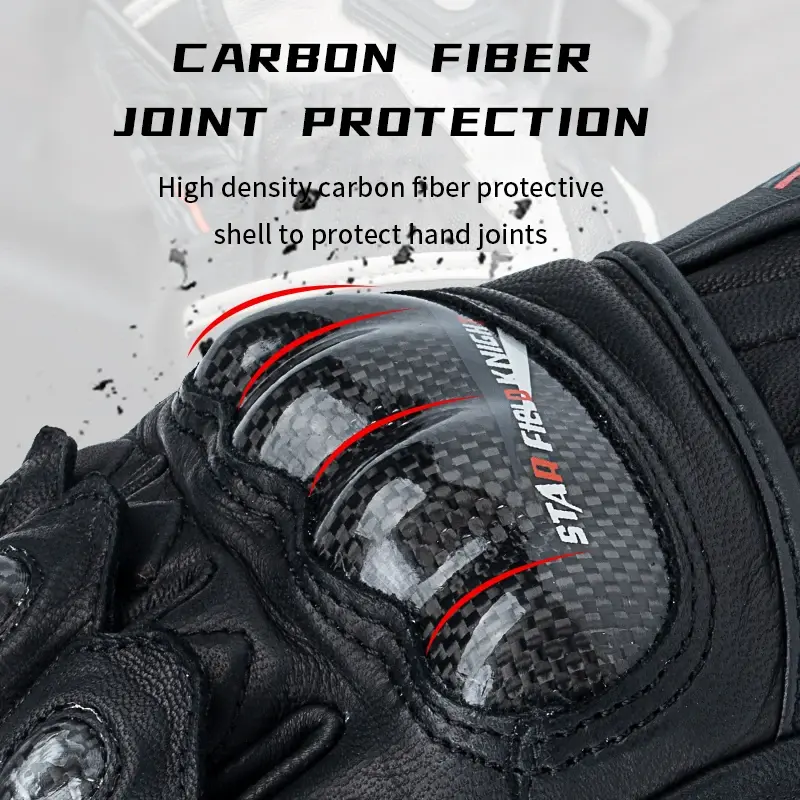SFK Guarantee Genuine Goatskin Leather Motorcycle Winter Gloves Warm Carbon Fiber Knuckle Protection Wear-resistan Touch Screen