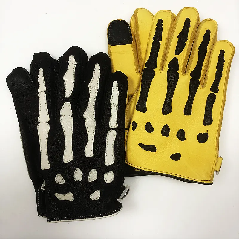 Unisex All Seasons Touchscreen Windproof Deerskin Motorcycle Gloves Retro Design for Women Riding Comfort and Safety Gear