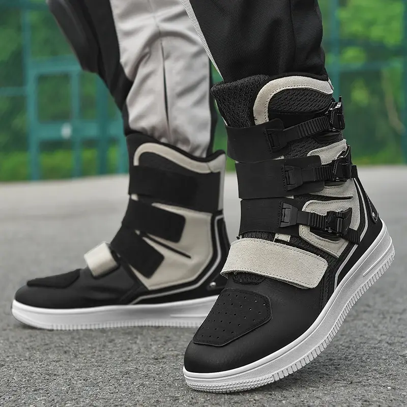 Retro Cruise Motorcycle Riding Boots Men Travel Leisure Adjust High top Shoes Windproof Off-Road rally Protective Motorbike Shoe