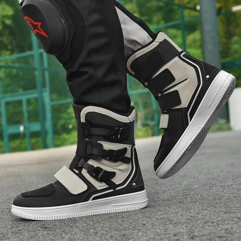 Retro Cruise Motorcycle Riding Boots Men Travel Leisure Adjust High top Shoes Windproof Off-Road rally Protective Motorbike Shoe