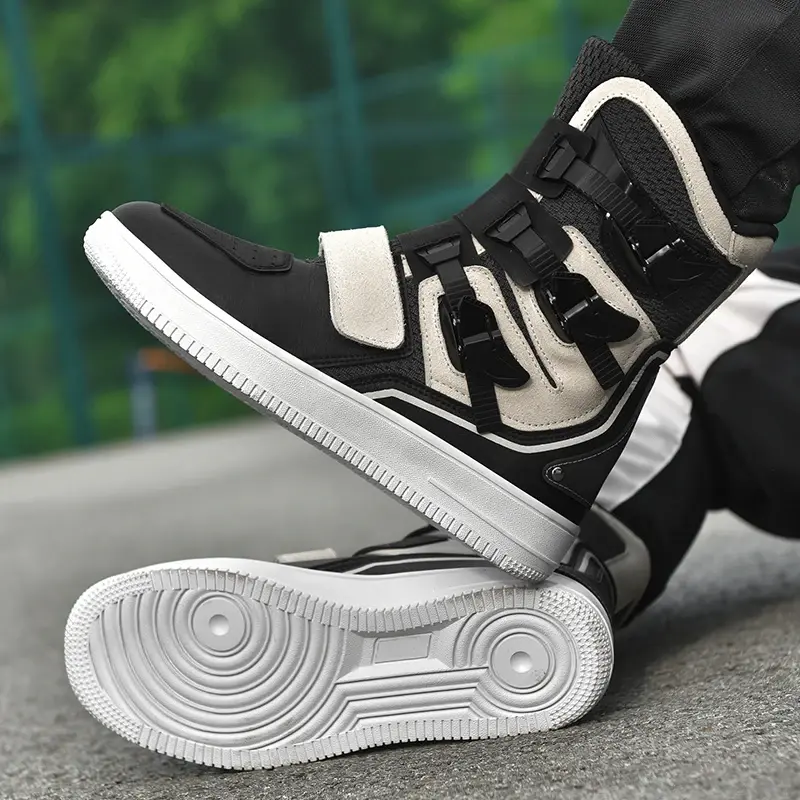 Retro Cruise Motorcycle Riding Boots Men Travel Leisure Adjust High top Shoes Windproof Off-Road rally Protective Motorbike Shoe