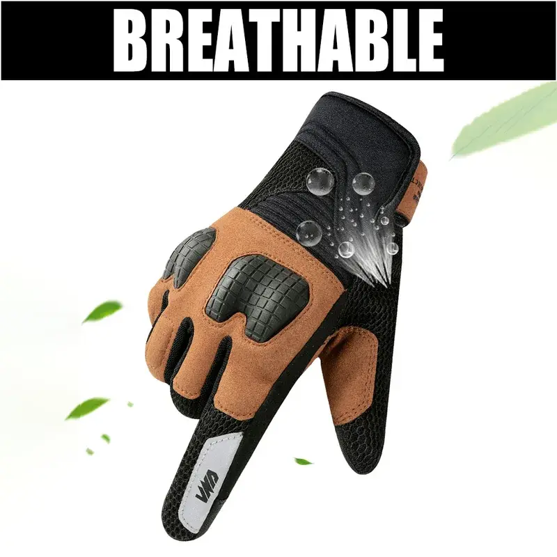Brown Ergonomic Anti-Fall Motorcycle Gloves accesorio de moto for Men  Spring/Summer Touch-Sensitive Racing Glove with TPU Shell
