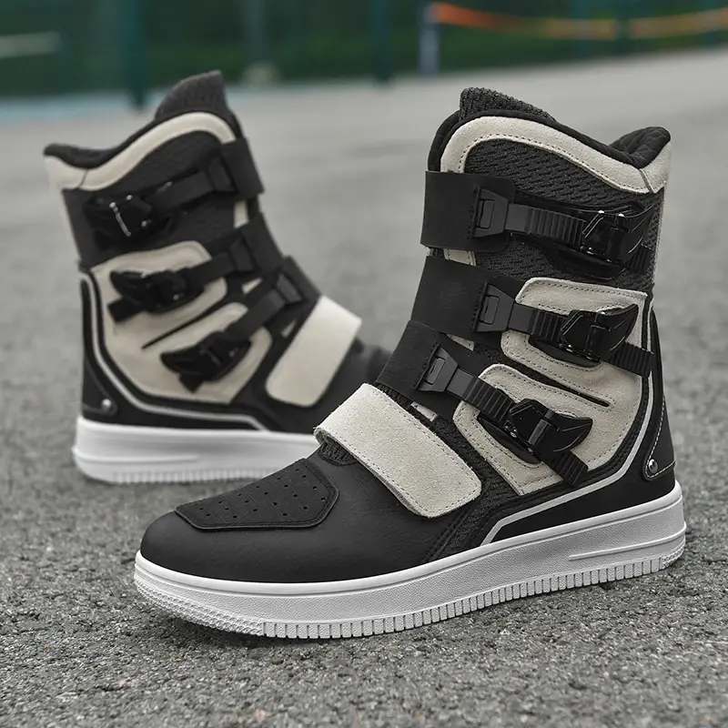 Retro Cruise Motorcycle Riding Boots Men Travel Leisure Adjust High top Shoes Windproof Off-Road rally Protective Motorbike Shoe