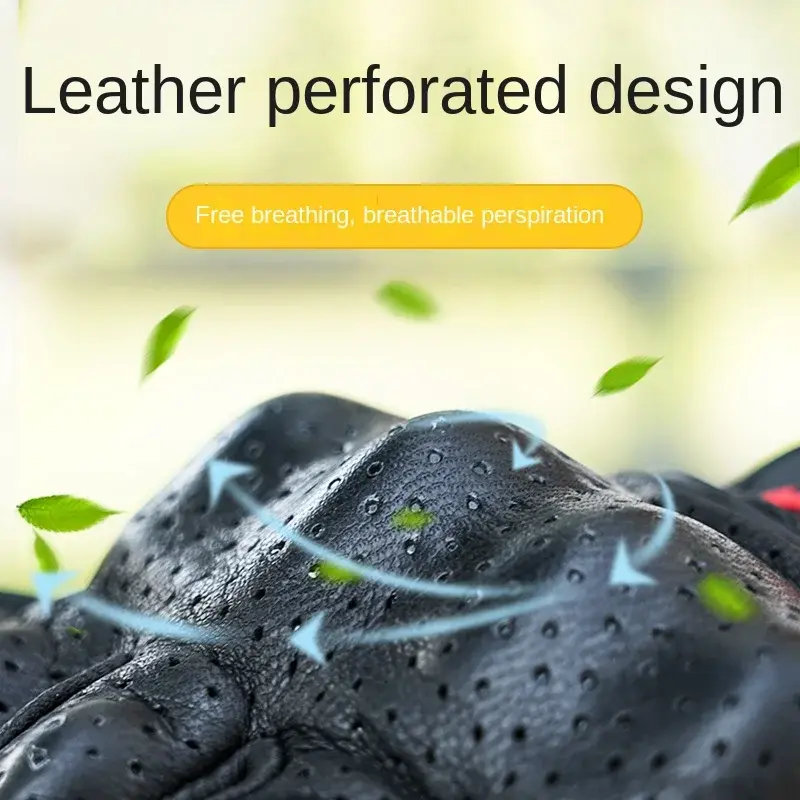Men's Summer Anti-Slip Touchscreen Riding Gloves for Men: Fingerless Goat Leather with Reinforced Palm & Adjustable Wrist Fit