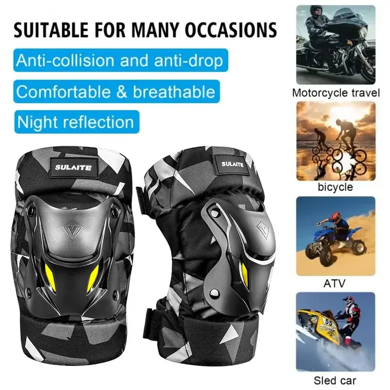 Men Camouflage Ultra-Lightweight Motorcycle Knee Elbow Pads Set  All-Day Comfort for Off-Road Racing, Cycling & Extreme Sports