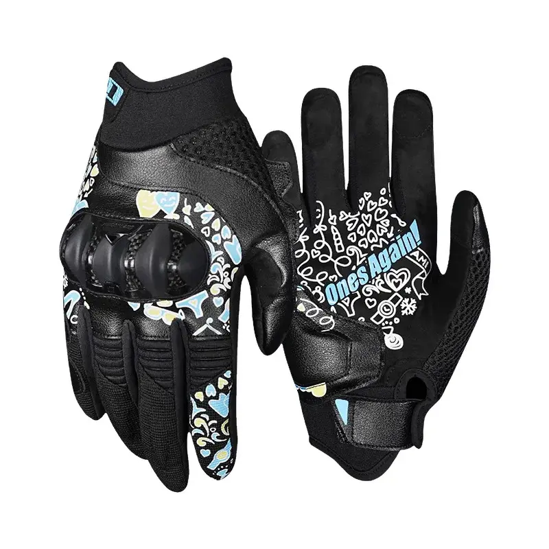 Summer Ladies Motorcycle Riding Gloves Pink Breathable with Touch Screen Anti-Fall Protection Motocross Gloves Women Lightweight