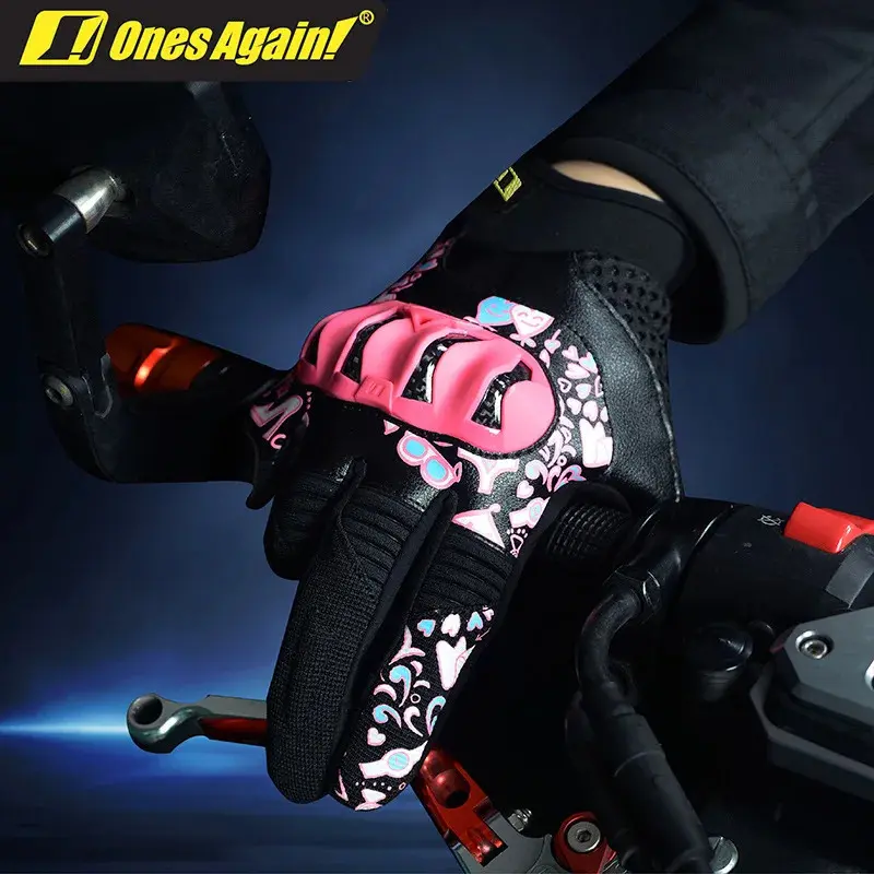 Summer Ladies Motorcycle Riding Gloves Pink Breathable with Touch Screen Anti-Fall Protection Motocross Gloves Women Lightweight