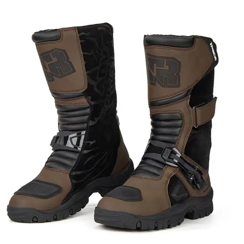 TR Ultra Comfortable Men's Motorcycle Boots Waterproof - Retro Style with Ankle Guard for Safe Riding Motorbike Botas Zapatillas