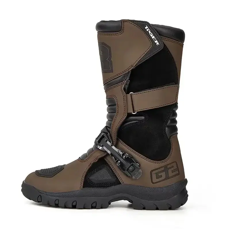 TR Ultra Comfortable Men's Motorcycle Boots Waterproof - Retro Style with Ankle Guard for Safe Riding Motorbike Botas Zapatillas