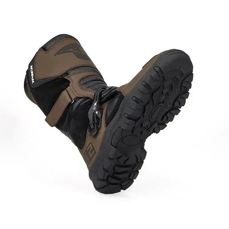 TR Ultra Comfortable Men's Motorcycle Boots Waterproof - Retro Style with Ankle Guard for Safe Riding Motorbike Botas Zapatillas