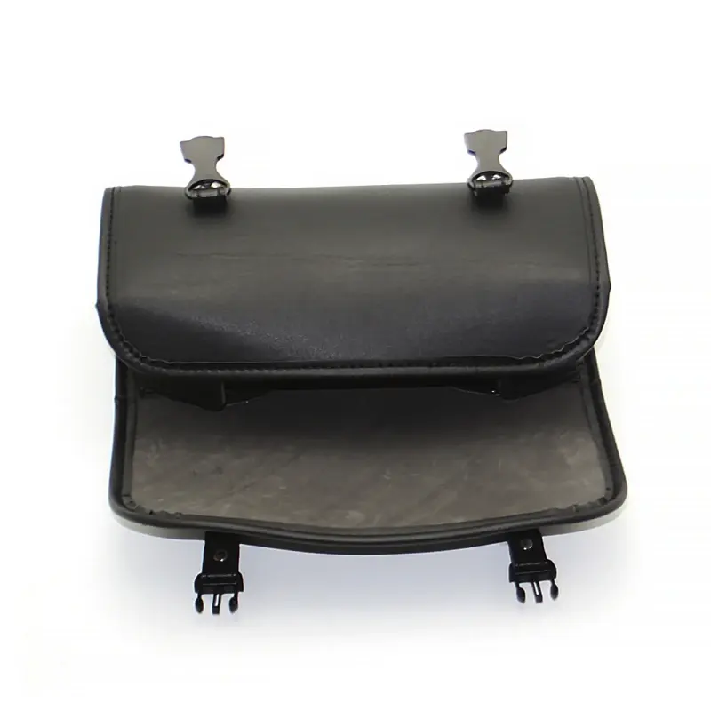 Universal Motorcycle Front Fork Storage Bag - Heavy-Duty PU Leather, Quick-Install Straps, Roomy Capacity for Tools/Phone/Gloves