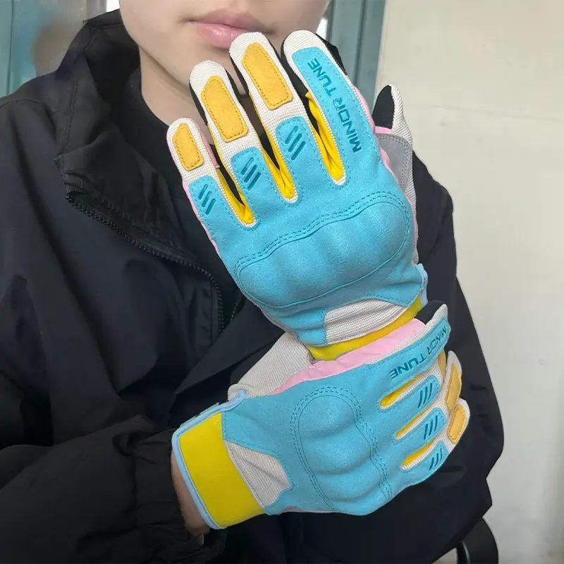 MINOR TUNE Motorcycle Cycling Gloves Rider Equipment Macaron Style Breathable in Summer Wear-resisting Gloves with Touch Screen