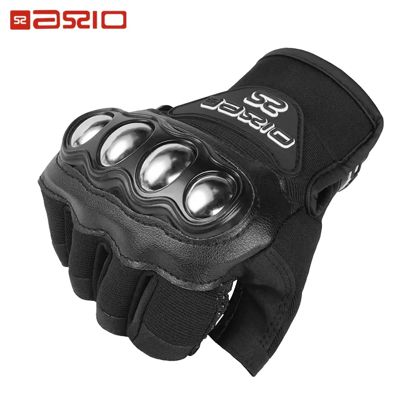 Half Finger Gloves for Motorcycle Summer Breathable Riding Gloves Offroad Bicycle Fingerless Glove Motorcyclists Luvas Black Red