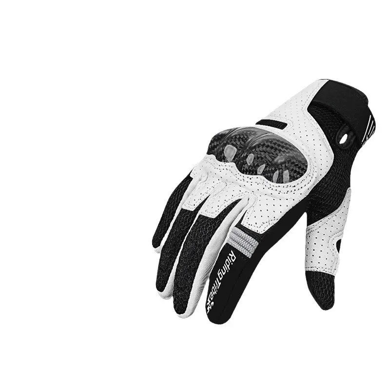 MCS-67 Lightweight Summer Riding Gloves: Genuine Leather with Carbon Knuckle Protector, Airflow Mesh & Touchscreen Compatibility