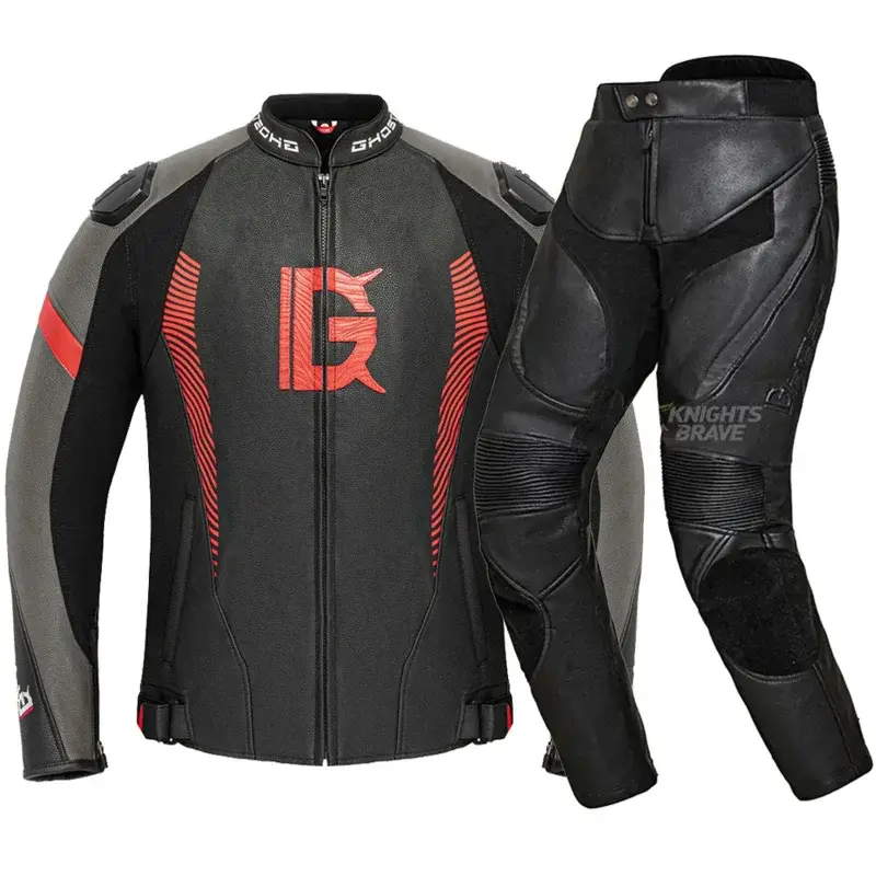 Men's 4 Seasons CE-Certified Waterproof PU Leather Motorcycle Jacket with Armor Protector Matching Riding Pants All-Weather Gear