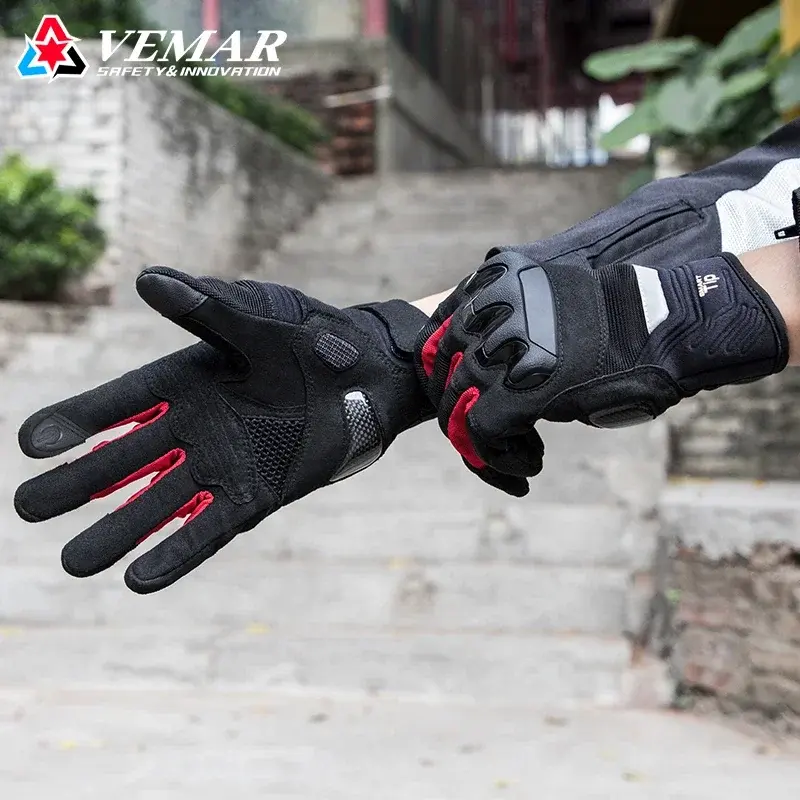VEMAR Anti-Slip Motocross Gloves Carbon Fiber Protector Durable Off-Road Motorcycle Gloves for Cycling Racing & Mountain Biking