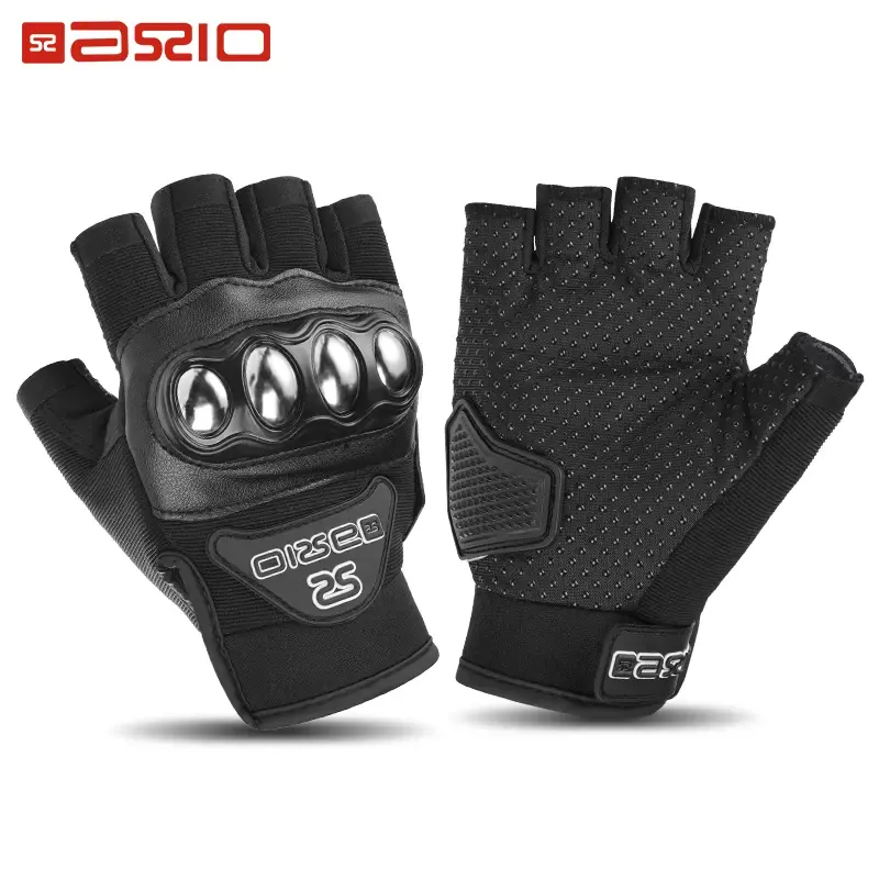 Summer Motorcycle Gloves Half Finger Breathable for Men & Women Stainless Steel Riding Gloves Motocross Anti-Slip Protective