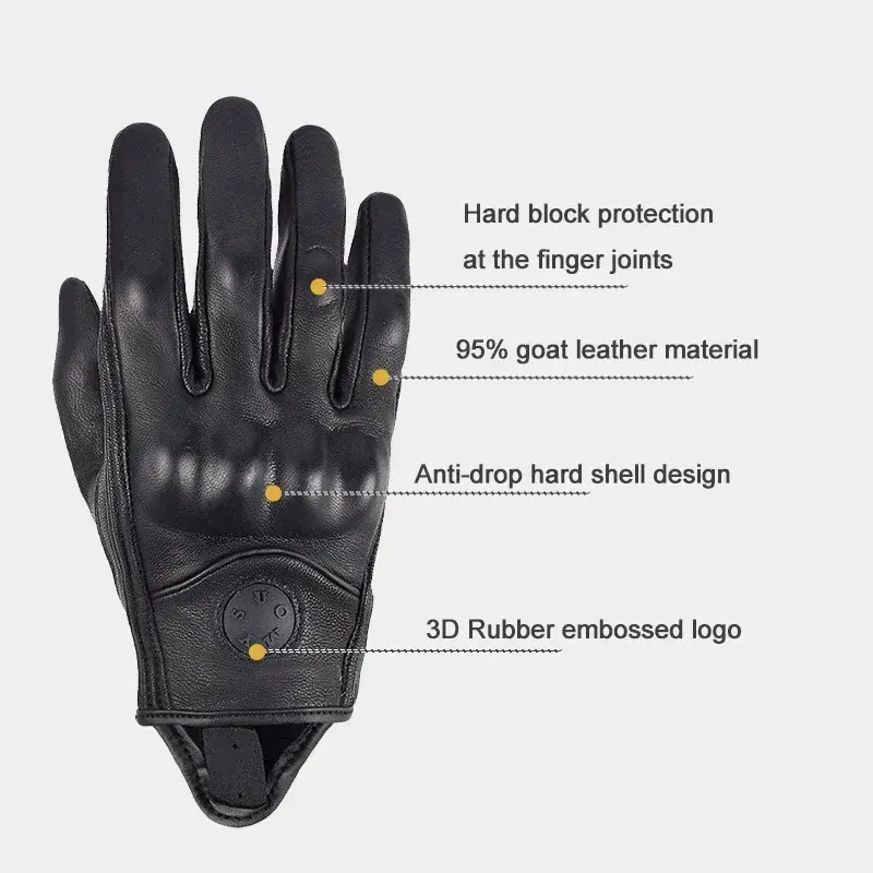 SUOMY Genuine Leather Perforated Motorbike Gloves Men Women Retro Summer Breathable Motorcycle Motocross Racing Street Gloves