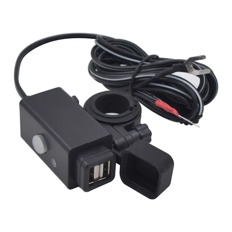 Dual USB Port 12V-24V Waterproof Offroad Motorbike Motorcycle Handlebar Charger Adapter Power Supply Socket For Phone GPS MP4