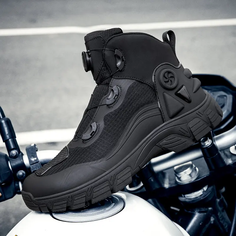 Mens Large Size Motorcycle Riding Shoes Anti Fall Wear Resistant with Comfortable Design Protective for Outdoor Racing Adventure