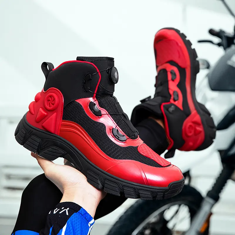 Mens Large Size Motorcycle Riding Shoes Anti Fall Wear Resistant with Comfortable Design Protective for Outdoor Racing Adventure
