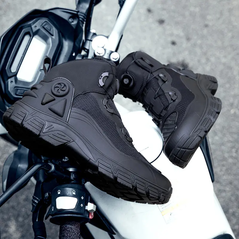 Mens Large Size Motorcycle Riding Shoes Anti Fall Wear Resistant with Comfortable Design Protective for Outdoor Racing Adventure