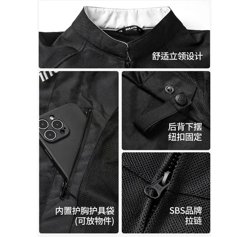 Men's Air Flow Motorcycle Riding Jacket CE Level 2 Protective Mesh, Wear-Resistant Motorbike Racing Gear for Hot Weather