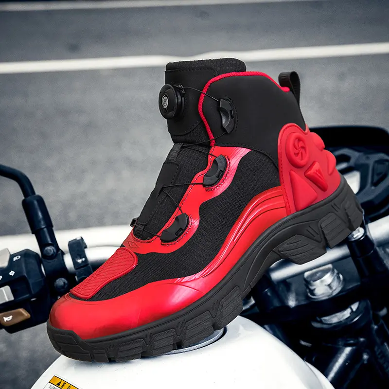 Mens Large Size Motorcycle Riding Shoes Anti Fall Wear Resistant with Comfortable Design Protective for Outdoor Racing Adventure
