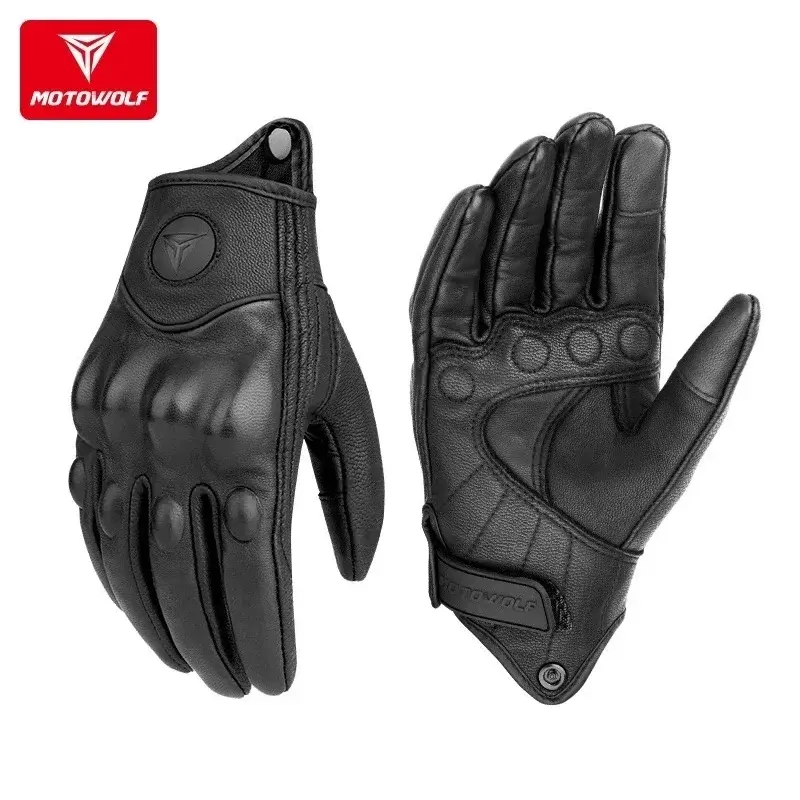 Pro Waterproof Motorcycle Gloves for Men/Women All-Weather Touch Screen Leather Glove with Thermal Insulation &Reflective Safety