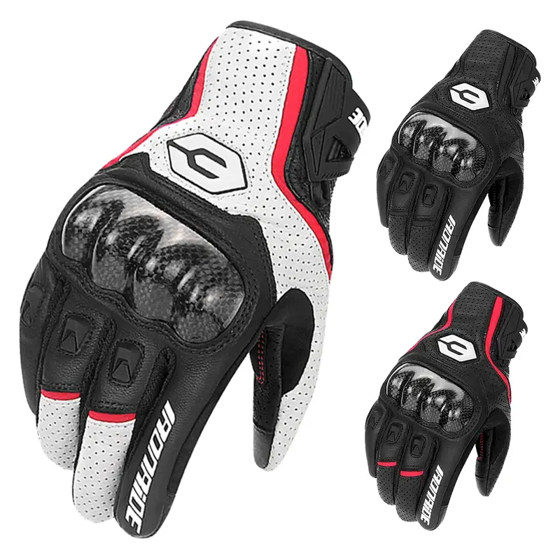 Men's Summer Retro Leather Motorcycle Cycling Gloves Wear-Resistant Touchscreen Anti-Slip for Motorbike & Motocross Work Guantes