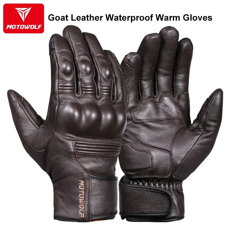 Pro Waterproof Motorcycle Gloves for Men/Women All-Weather Touch Screen Leather Glove with Thermal Insulation &Reflective Safety
