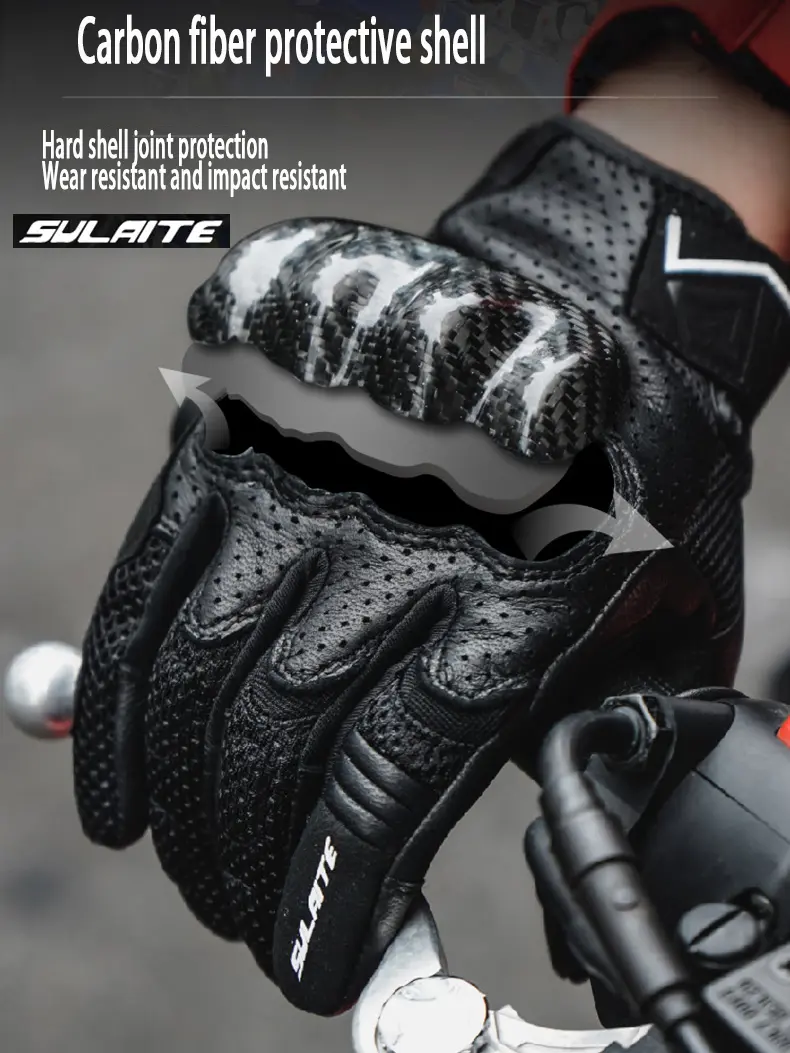 Motorcycle Genuine Leather Men's Motocross Racing Summer Gloves Spring Autumn Touch Screen Cycling Racing Riding Guantes Moto