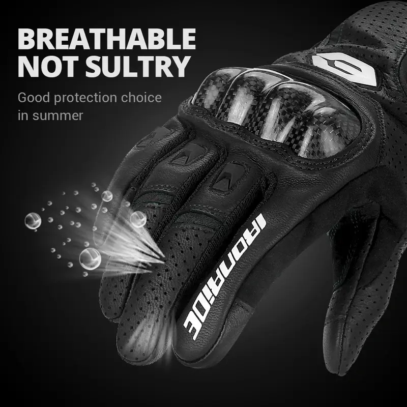 Men's Summer Retro Leather Motorcycle Cycling Gloves Wear-Resistant Touchscreen Anti-Slip for Motorbike & Motocross Work Guantes