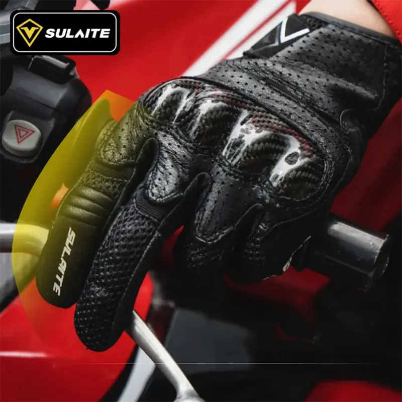 Motorcycle Genuine Leather Men's Motocross Racing Summer Gloves Spring Autumn Touch Screen Cycling Racing Riding Guantes Moto
