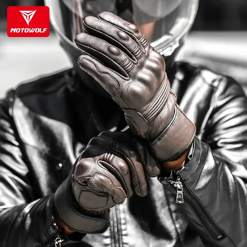 Pro Waterproof Motorcycle Gloves for Men/Women All-Weather Touch Screen Leather Glove with Thermal Insulation &Reflective Safety