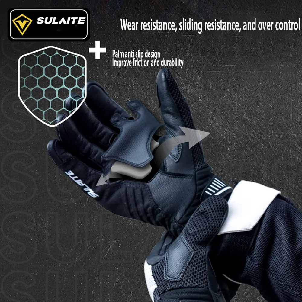 Motorcycle Genuine Leather Men's Motocross Racing Summer Gloves Spring Autumn Touch Screen Cycling Racing Riding Guantes Moto