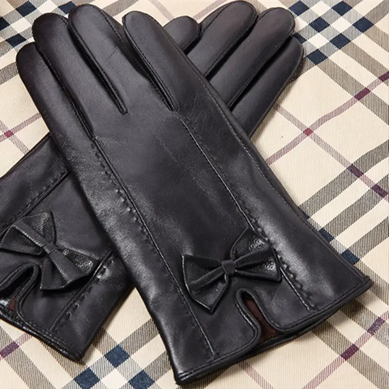 Chic Genuine Sheepskin Leather Gloves for Women Ideal Touchscreen Use, Driving,Cycling,Motorcycle Riding, and Dressy Occasions