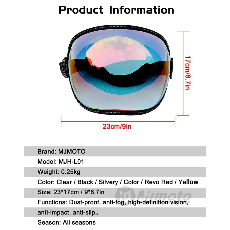 Retro Motorcycle Bubble Visor Helmet Lens Anti-UV Anti-Scratch Motocross Goggles Universal Fit CE Certified 3-Snap Accessories