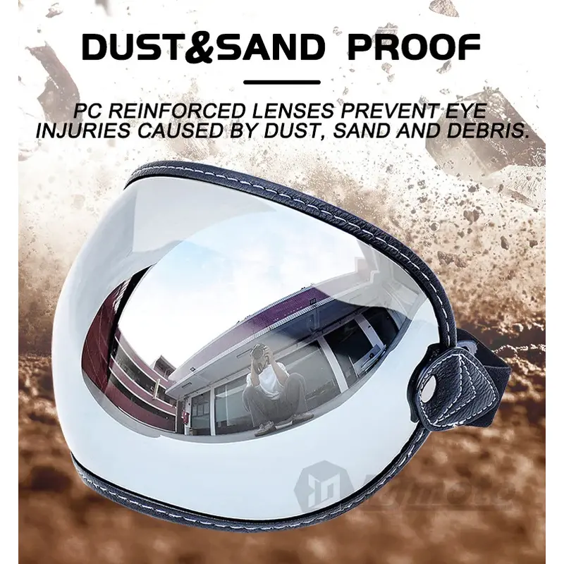 Retro Motorcycle Bubble Visor Helmet Lens Anti-UV Anti-Scratch Motocross Goggles Universal Fit CE Certified 3-Snap Accessories