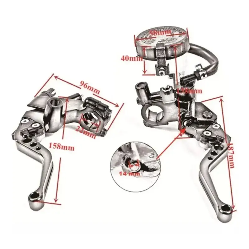 22mm 7/8 "universal CNC handlebar adjustable motorcycle clutch brake master cylinder reservoir levers kit for Yamaha Kawasaki