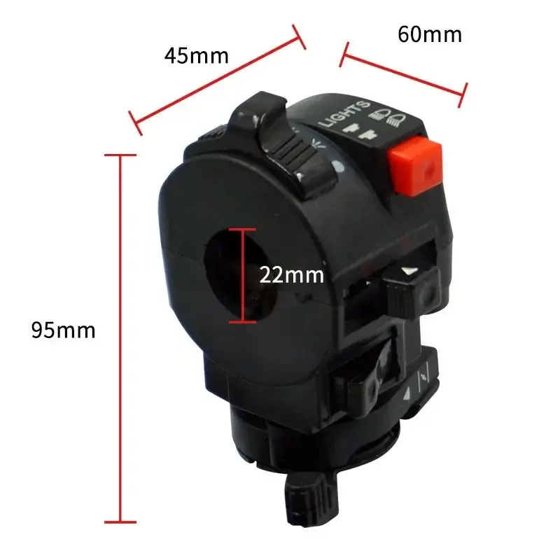 Motorcycle Accessories Electric Start Switch Horn Turn Signals Indicator Switch Far Near Light Button for ATV200 250，22MM,1pcs