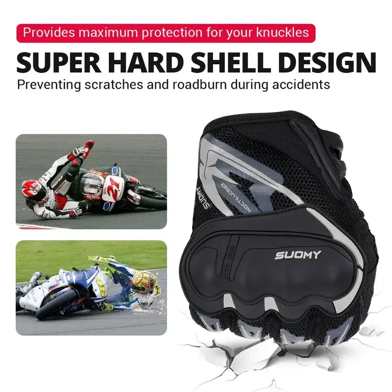 Breathable Mesh Motorcycle Gloves Summer Touchscreen Motocross Racing Gloves for Men Women Anti-Slip Cycling Rider Glove