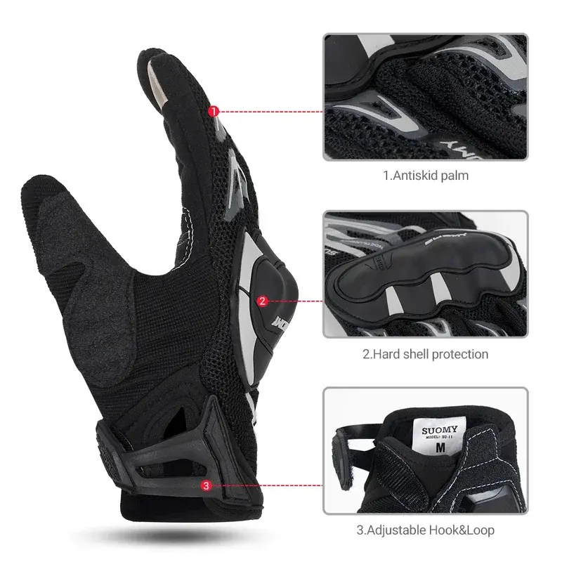 Breathable Mesh Motorcycle Gloves Summer Touchscreen Motocross Racing Gloves for Men Women Anti-Slip Cycling Rider Glove