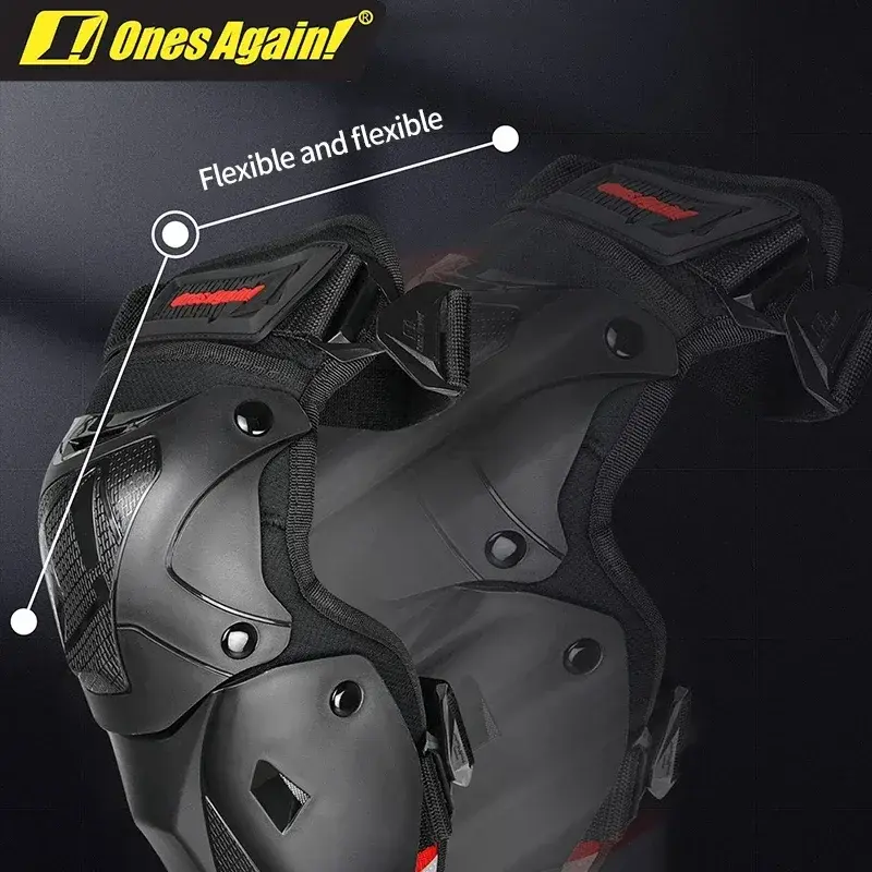 Ones Again Motocross Knee Pads & Elbow Guards CE Certified 4/6PCS Set PP Material Ventilation Design, Adjustable Straps for Moto